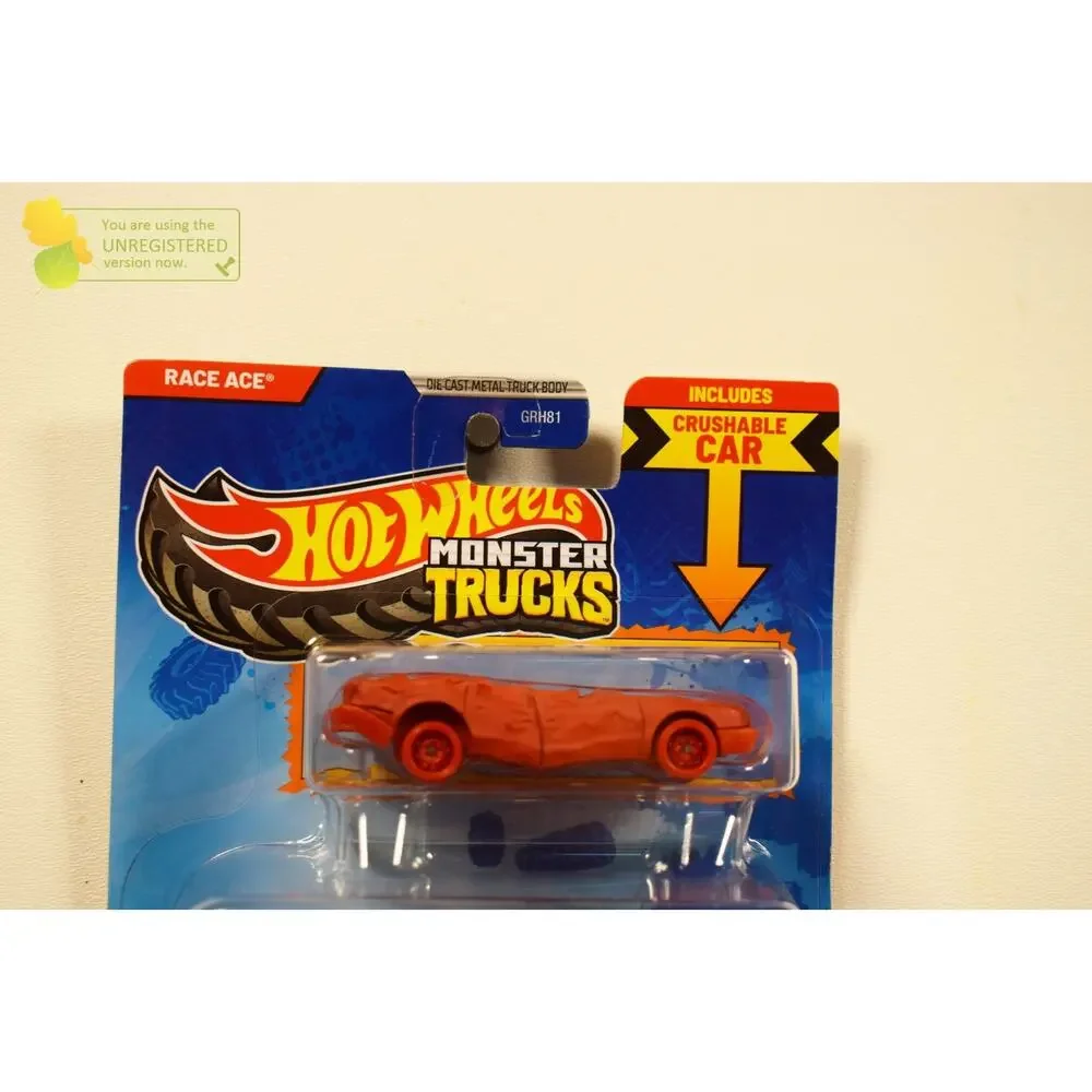 Hot Wheels Monster Truck Race Ace and Crushed Sedan Sudden Stop 1/64 Scale